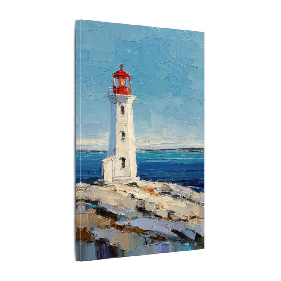 Peggy's Point Lighthouse Canvas Wall Art – gallery wrapped canvas, side view