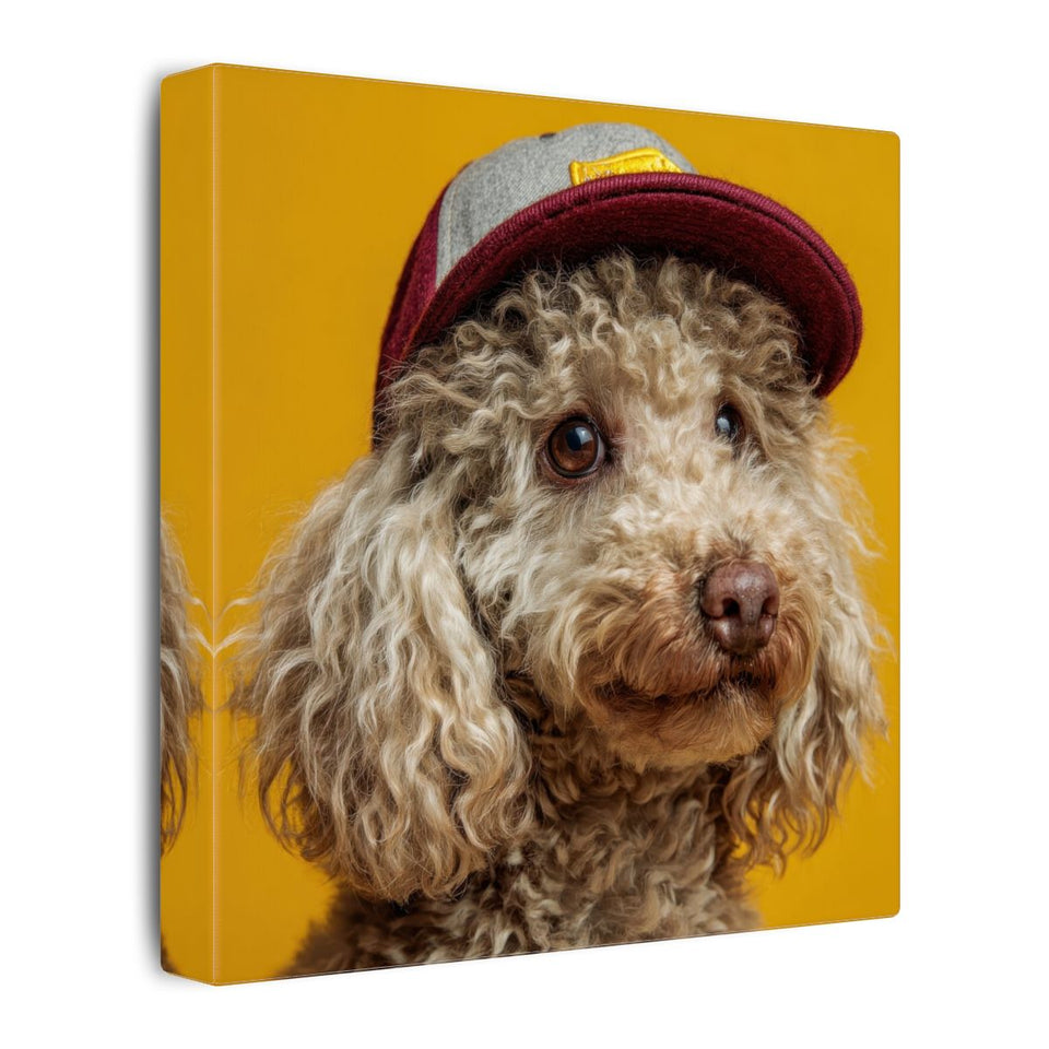 Poodle Baseball Cap Canvas Print – gallery wrapped canvas, side view