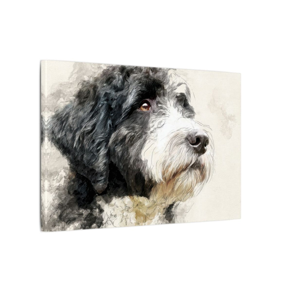 Portuguese Water Dog Canvas Print – gallery wrapped canvas, side view