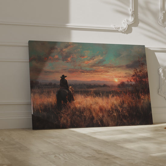 Western Cowboy Sunset Canvas Wall Art – short video of the print