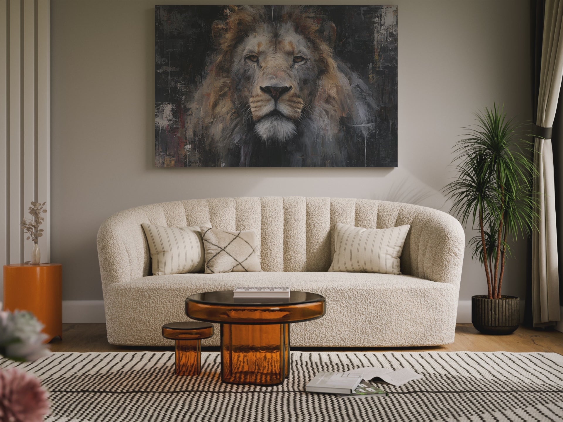 Modern Lion Portrait Canvas Wall Art – short video of the print