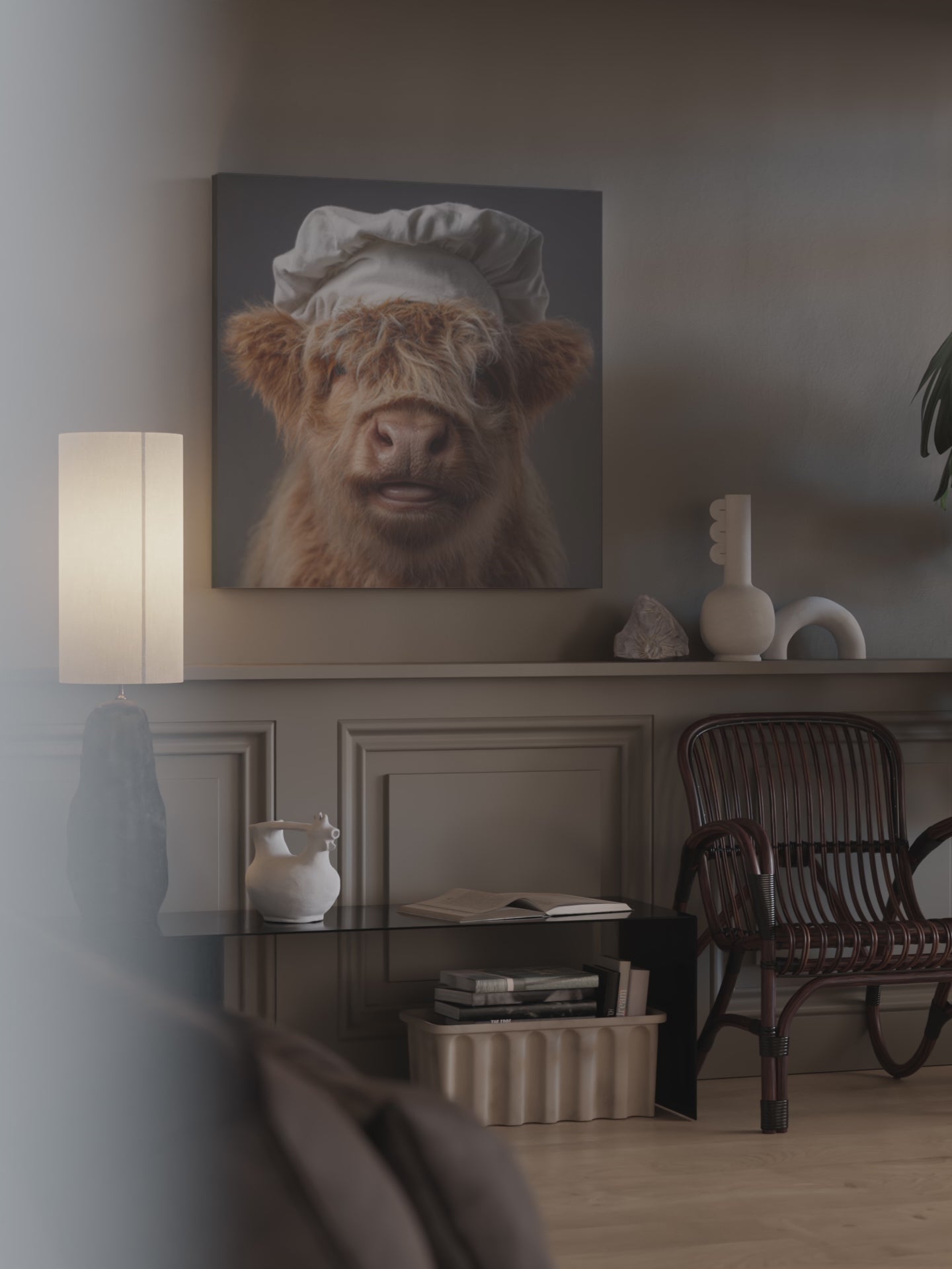 Highland Cow Chef Canvas Print – short video of the print