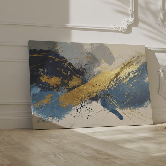Abstract Gold Blue Canvas Wall Art – short video of the print