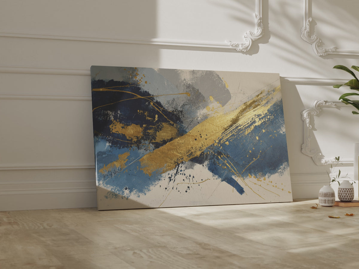 Abstract Gold Blue Canvas Wall Art – short video of the print