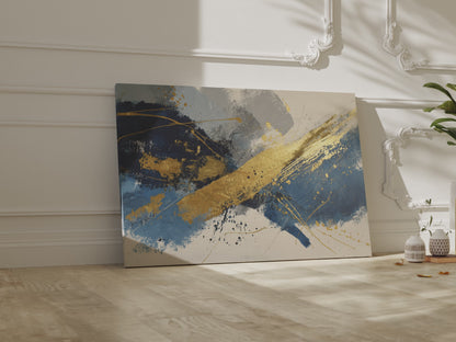 Abstract Gold Blue Canvas Wall Art – short video of the print
