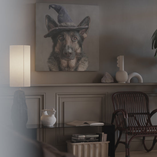 German Shepherd Dog Wizard Hat Canvas Wall Art Print – short video of the print