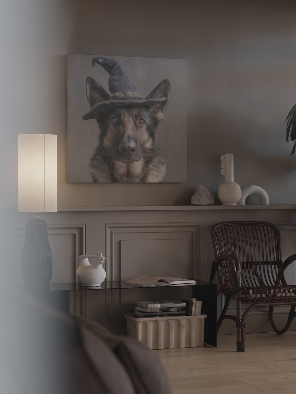 German Shepherd Dog Wizard Hat Canvas Wall Art Print – short video of the print