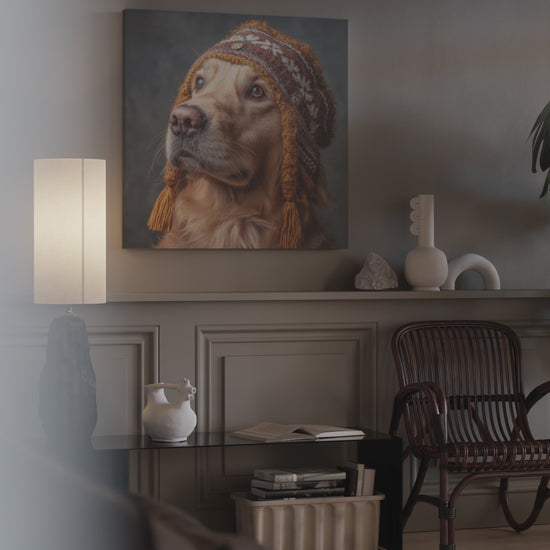 Golden Retriever German Hat Canvas Print – short video of the print