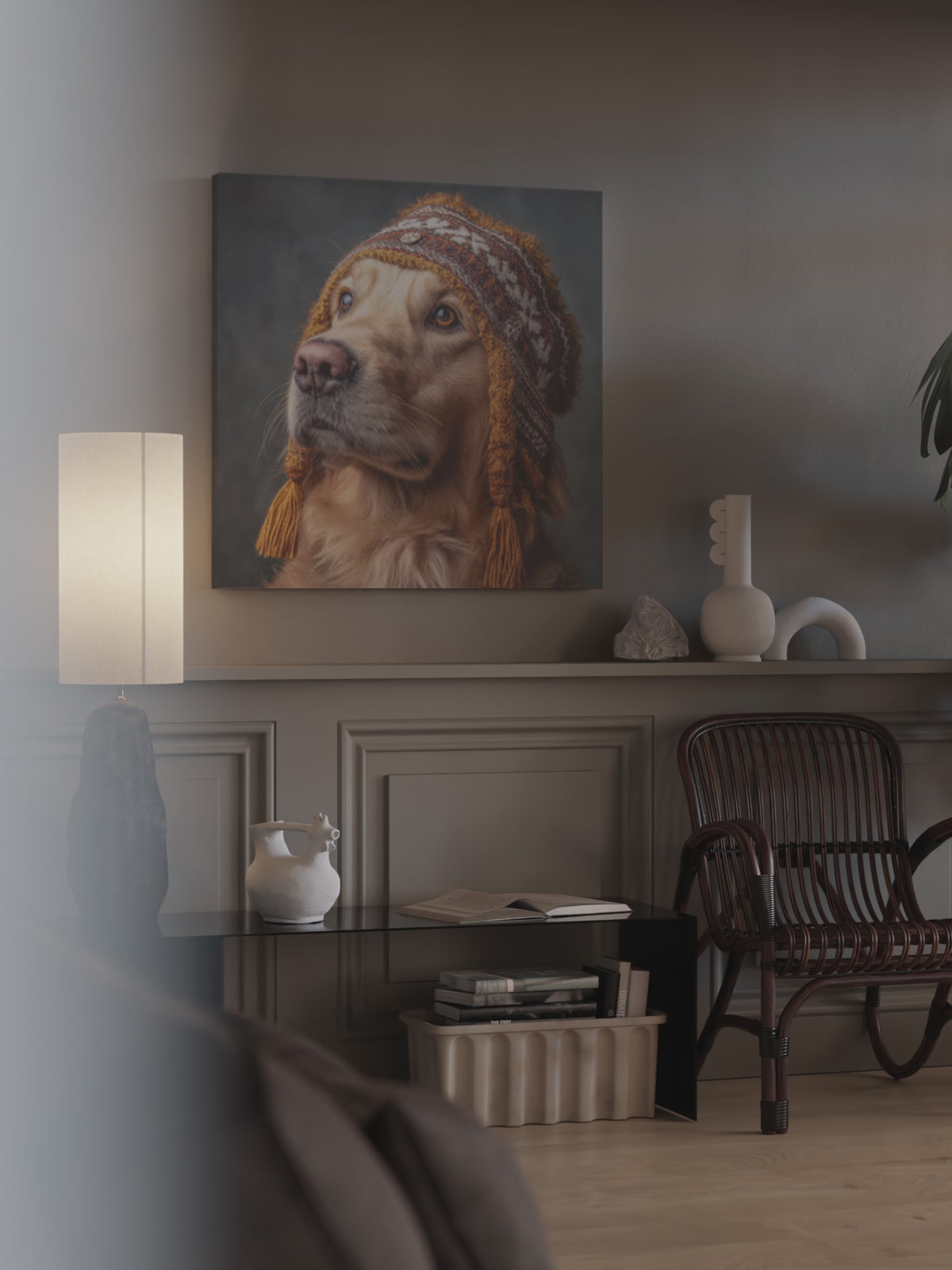 Golden Retriever German Hat Canvas Print – short video of the print