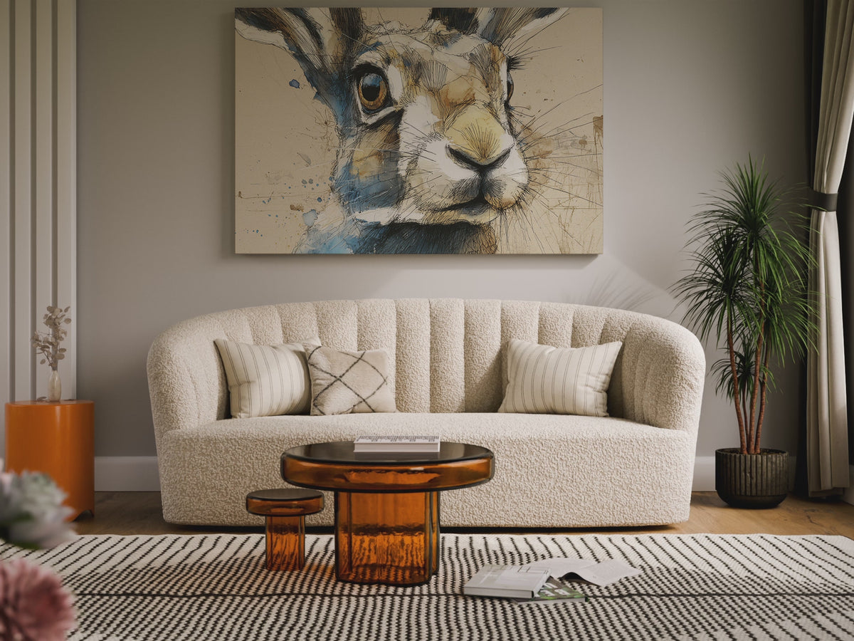 Watercolor Rabbit Portrait Canvas Print – short video of the print