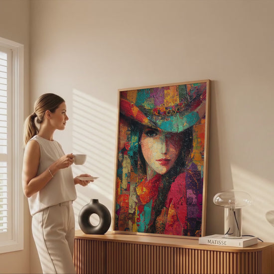Western Cowgirl Abstract Canvas Wall Art – short video of the print