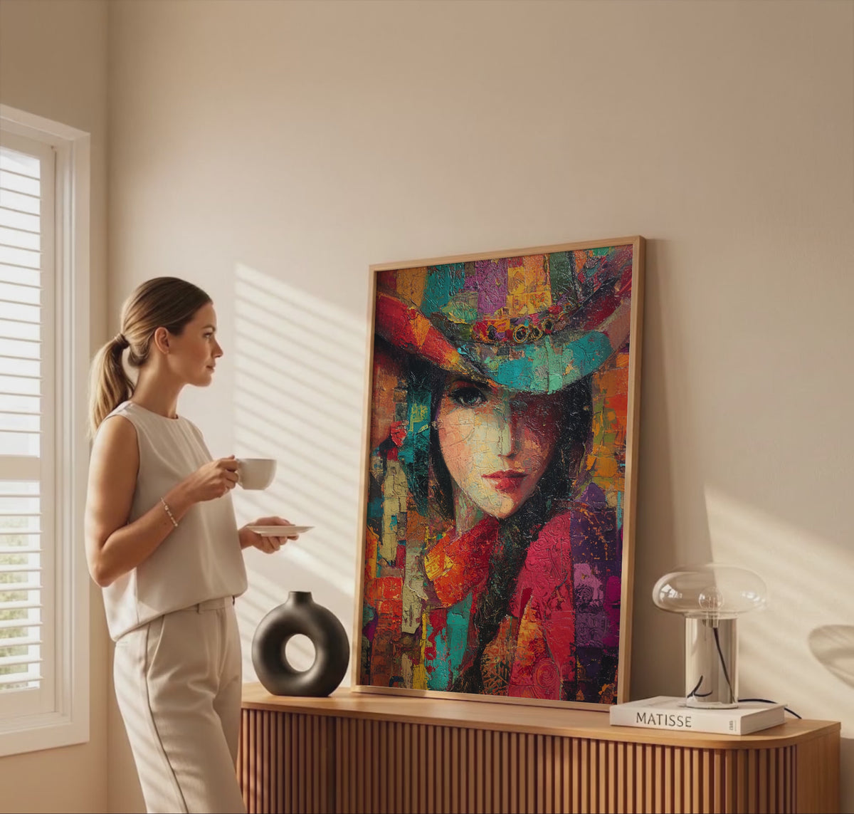 Western Cowgirl Abstract Canvas Wall Art – short video of the print