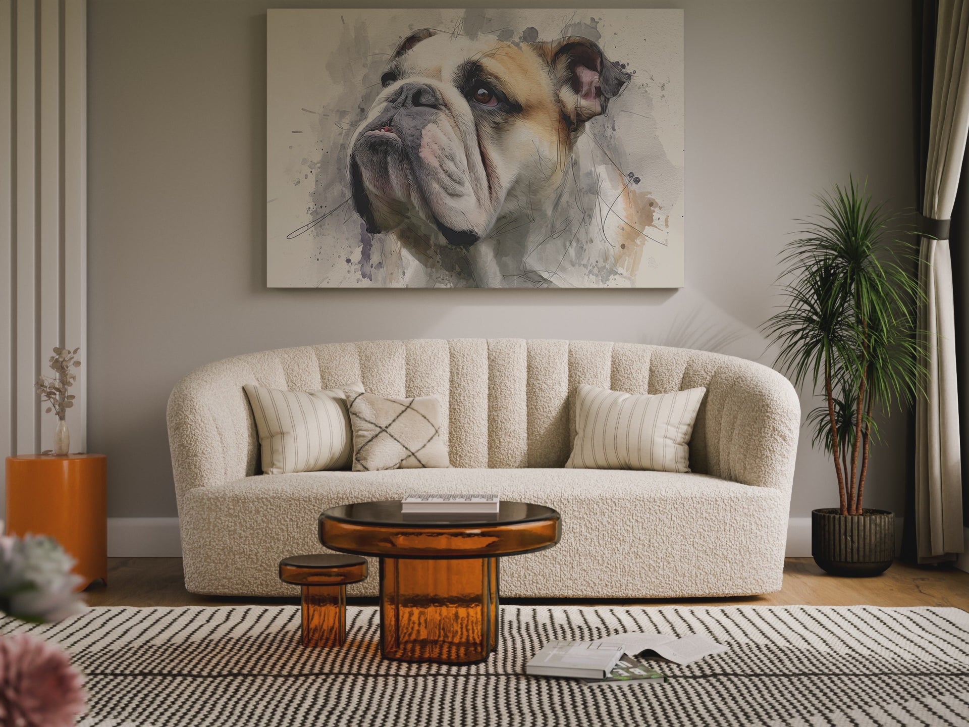 Bulldog Portrait Canvas Print – short video of the print