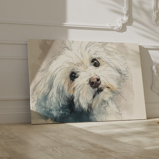 Maltese Dog Portrait Canvas Print – short video of the print