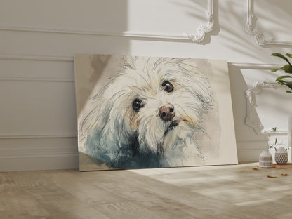 Maltese Dog Portrait Canvas Print – short video of the print