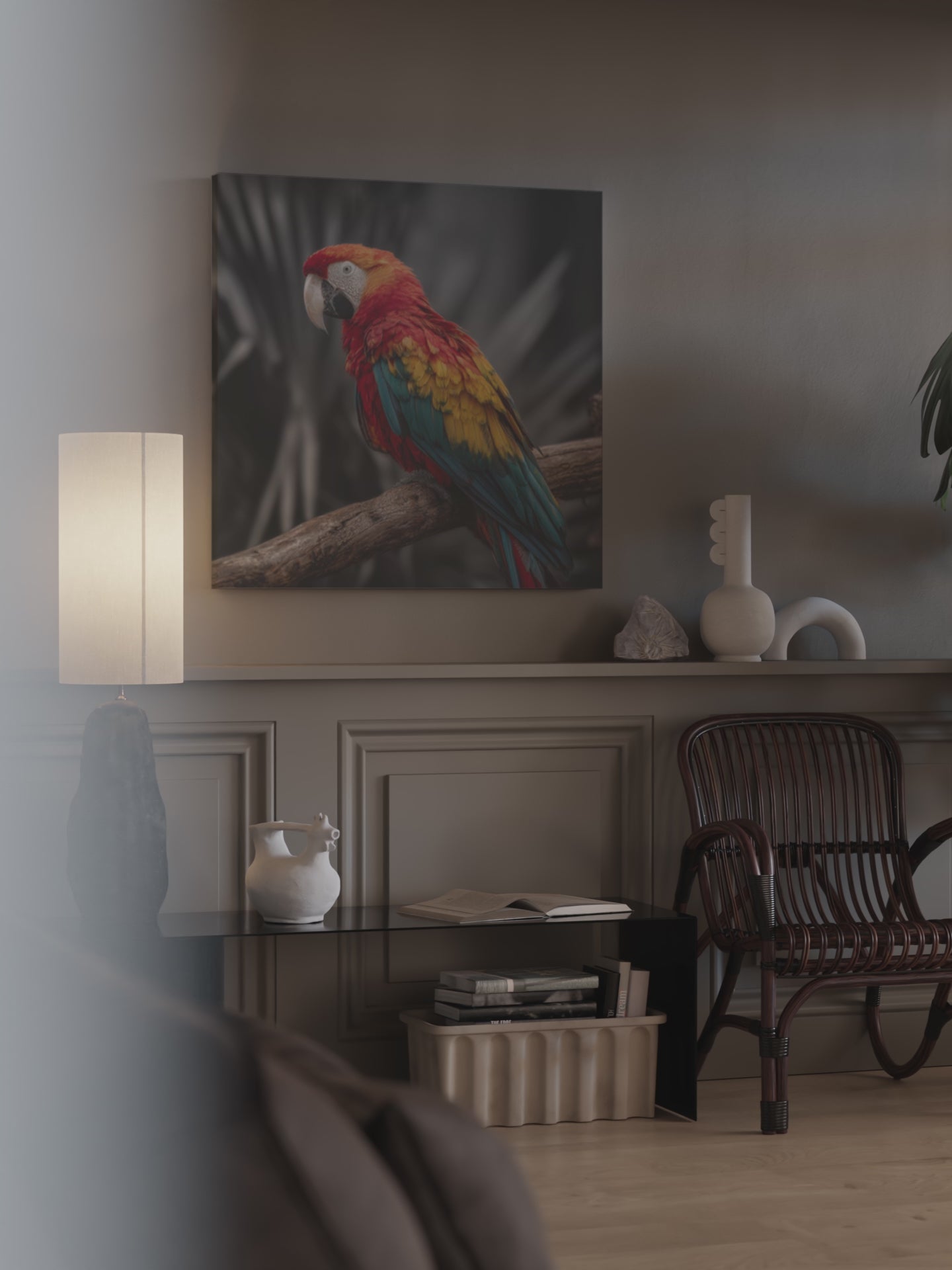 Scarlet Macaw Parrot Canvas Wall Art – short video of the print