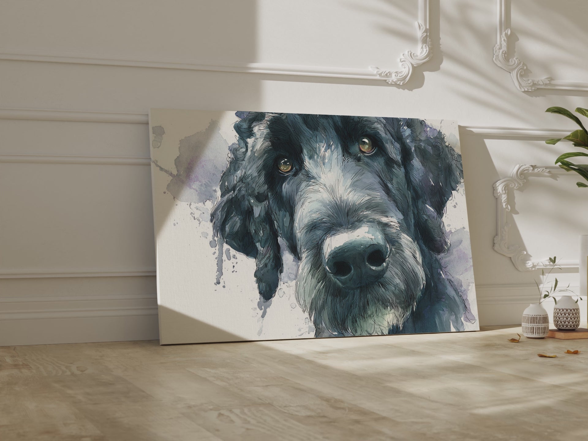 Portuguese Water Dog Canvas Print – short video of the print