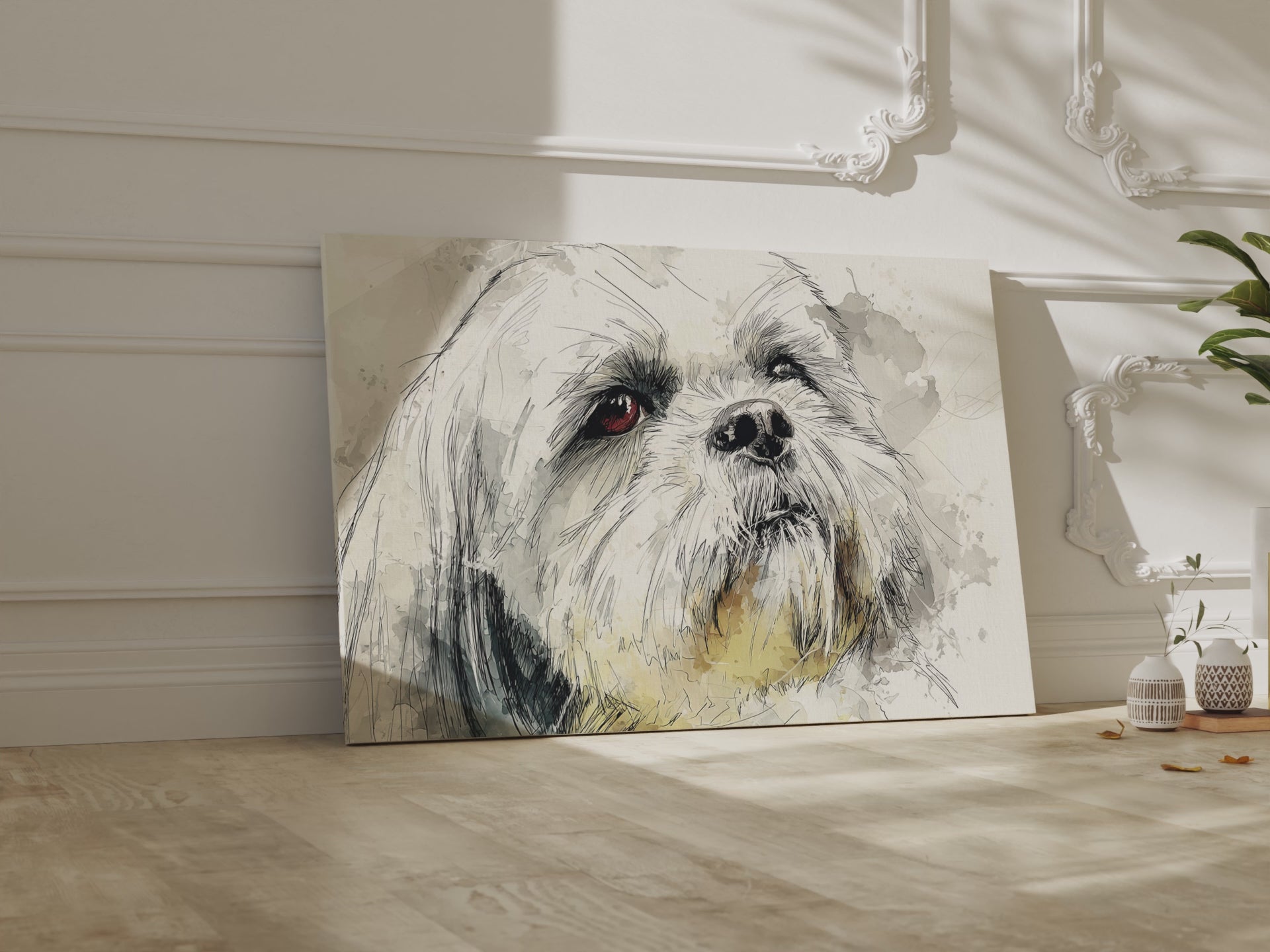 Shih Tzu Dog Portrait Canvas Print – short video of the print