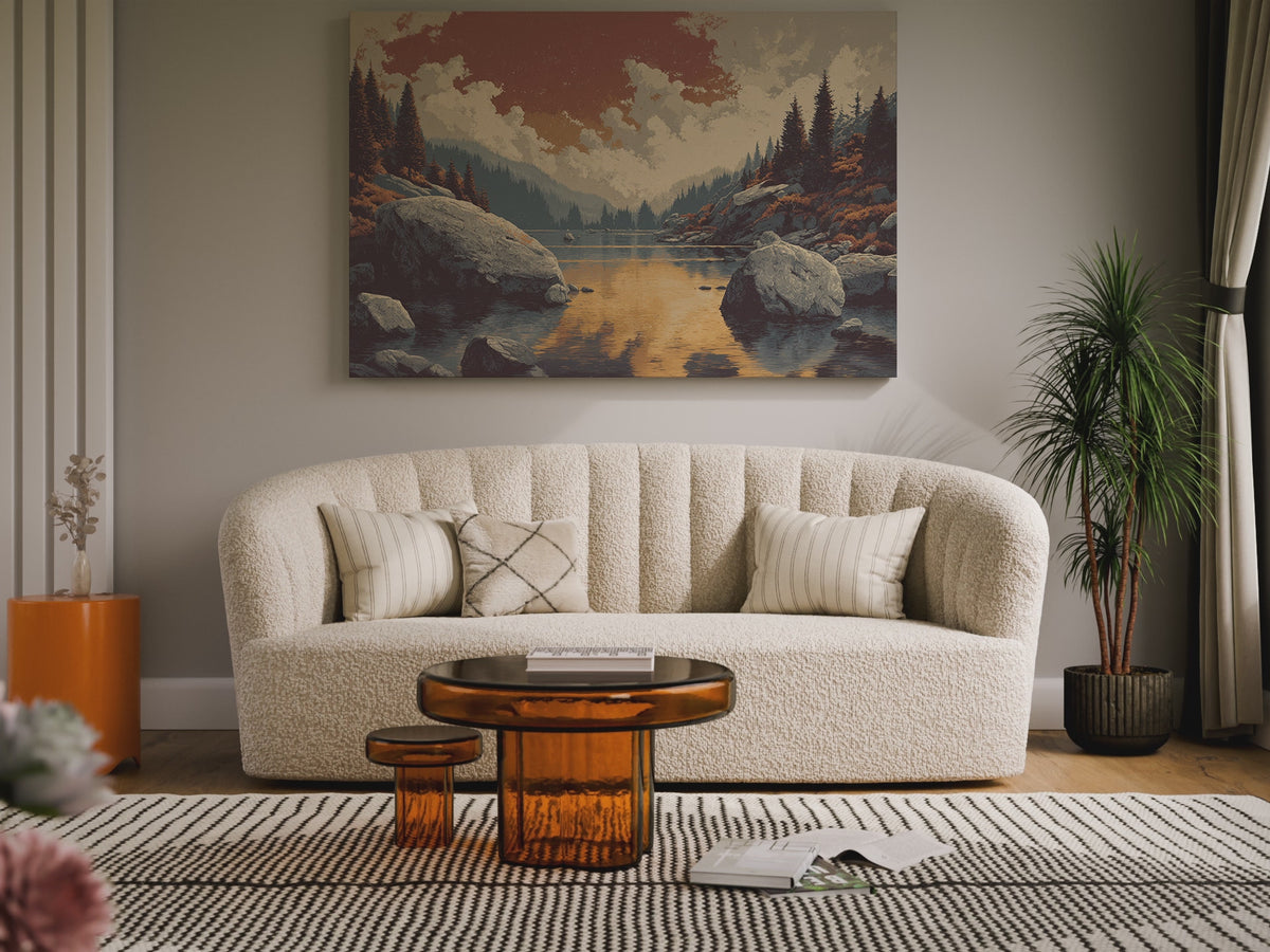Mountain Lake Sunset Canvas Print – short video of the print
