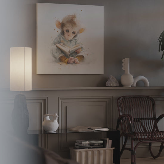 Baby Monkey Reading Wall Art – short video of the print
