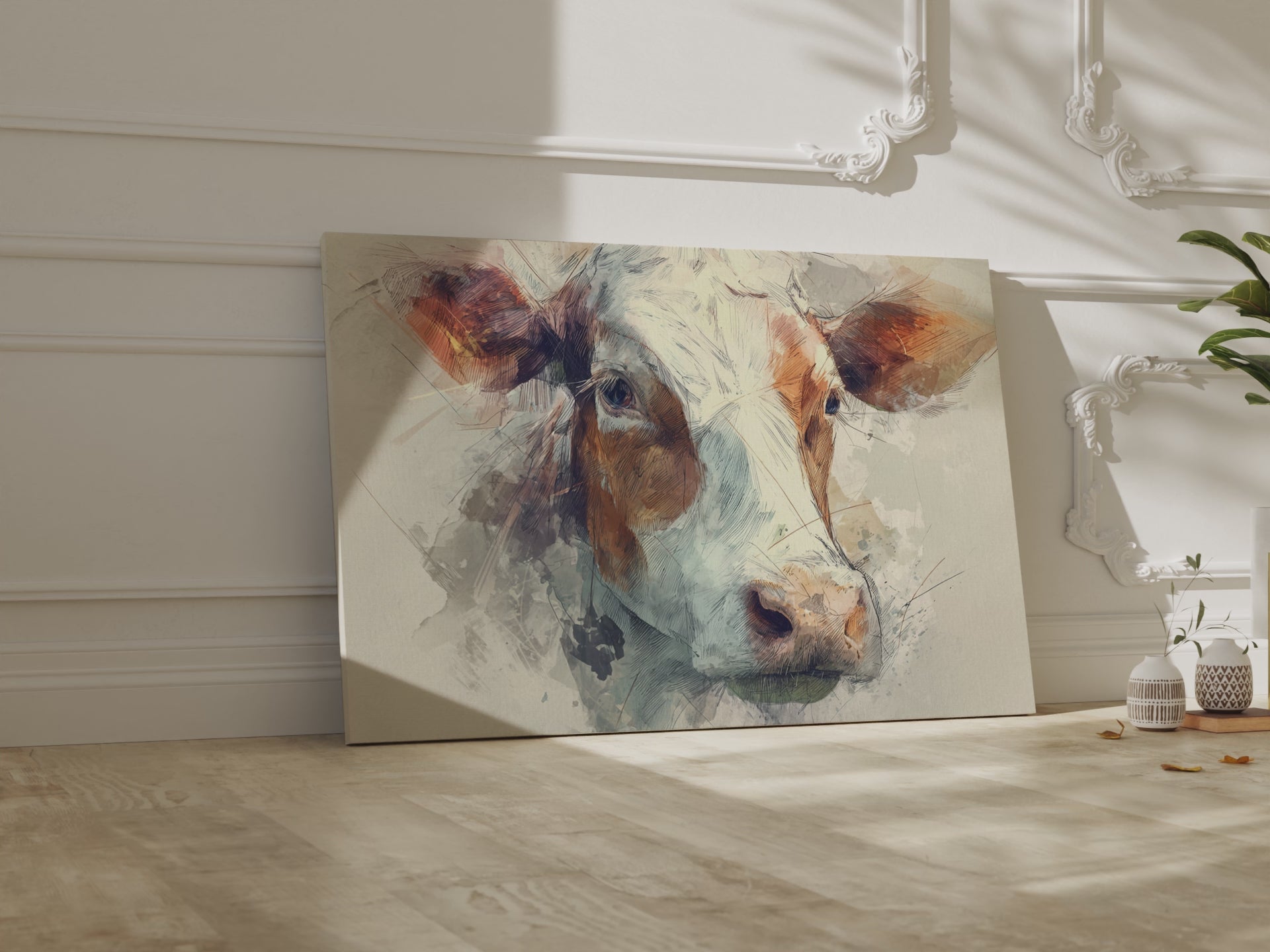 Cow Portrait Canvas Wall Art – short video of the print