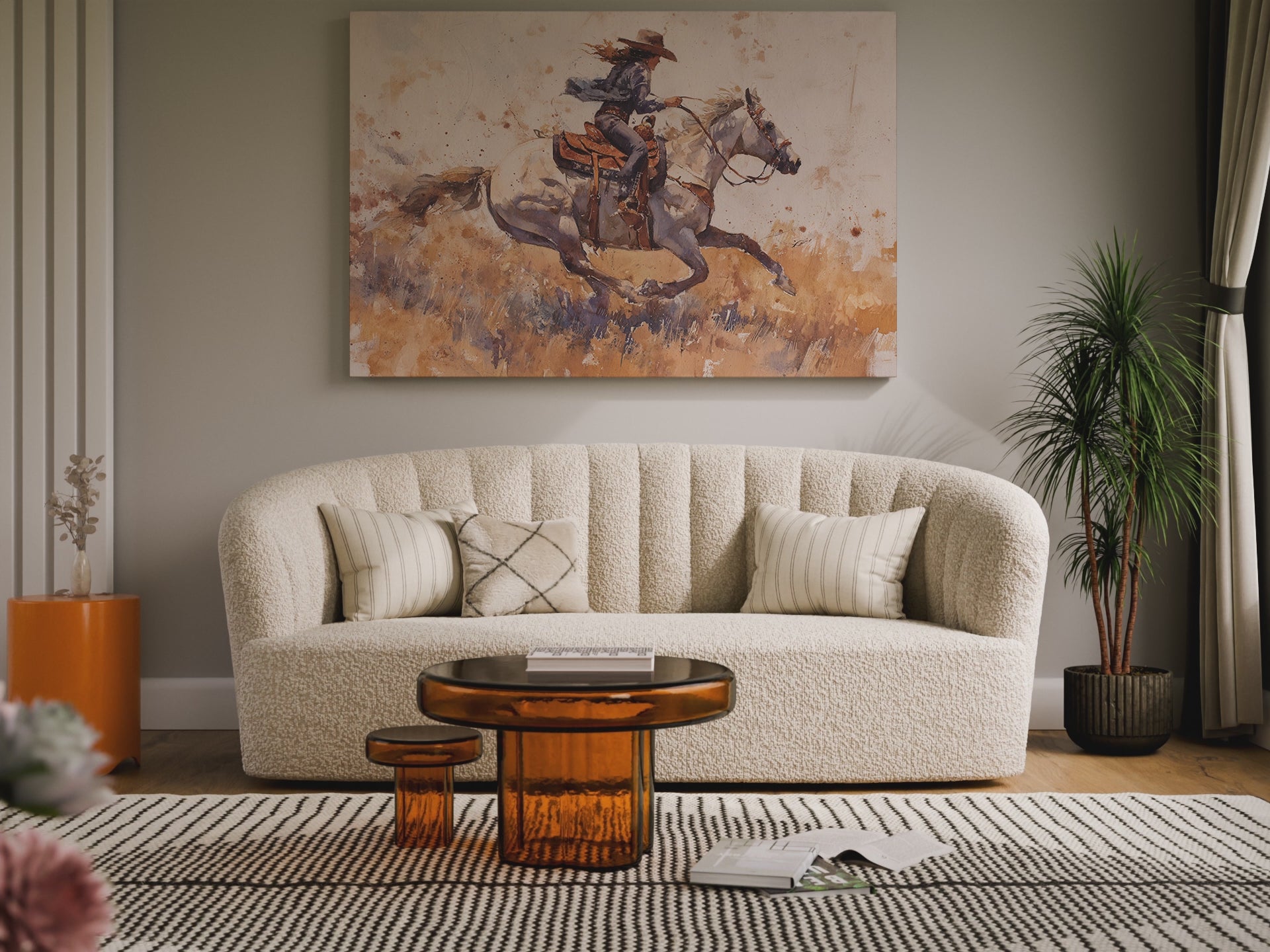 Western Cowgirl Watercolor Canvas Wall Art – short video of the print
