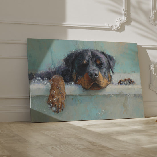 Rottweiler Bath Time Art Print – short video of the print