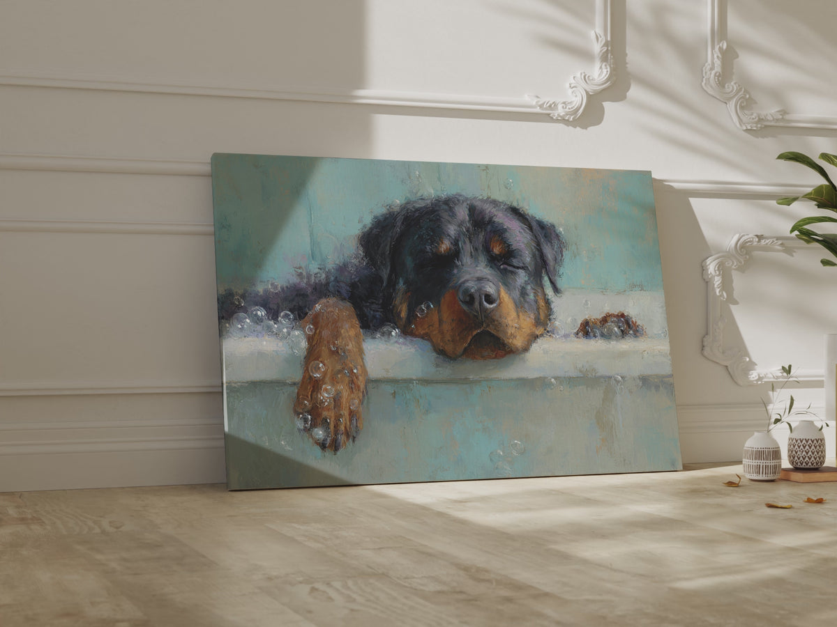 Rottweiler Bath Time Art Print – short video of the print