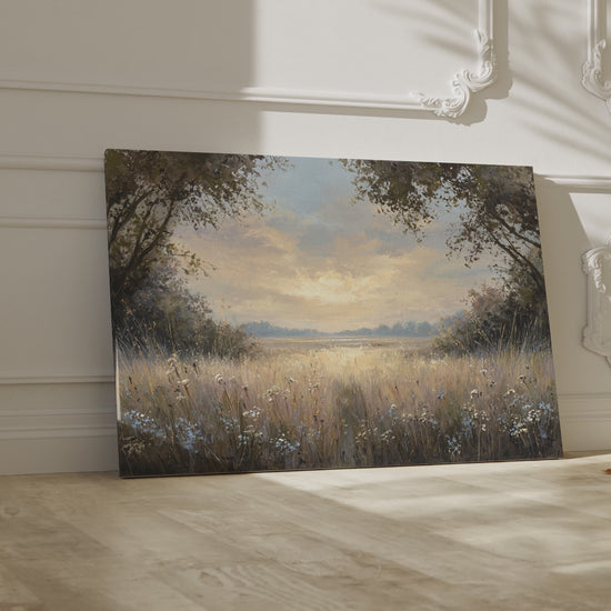 Sunlit Meadow Landscape Canvas Wall Art – short video of the print