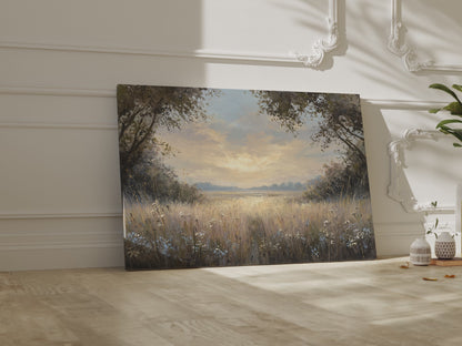 Sunlit Meadow Landscape Canvas Wall Art – short video of the print