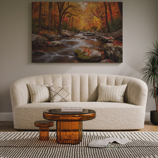 Autumn Forest Stream Canvas Wall Art – short video of the print