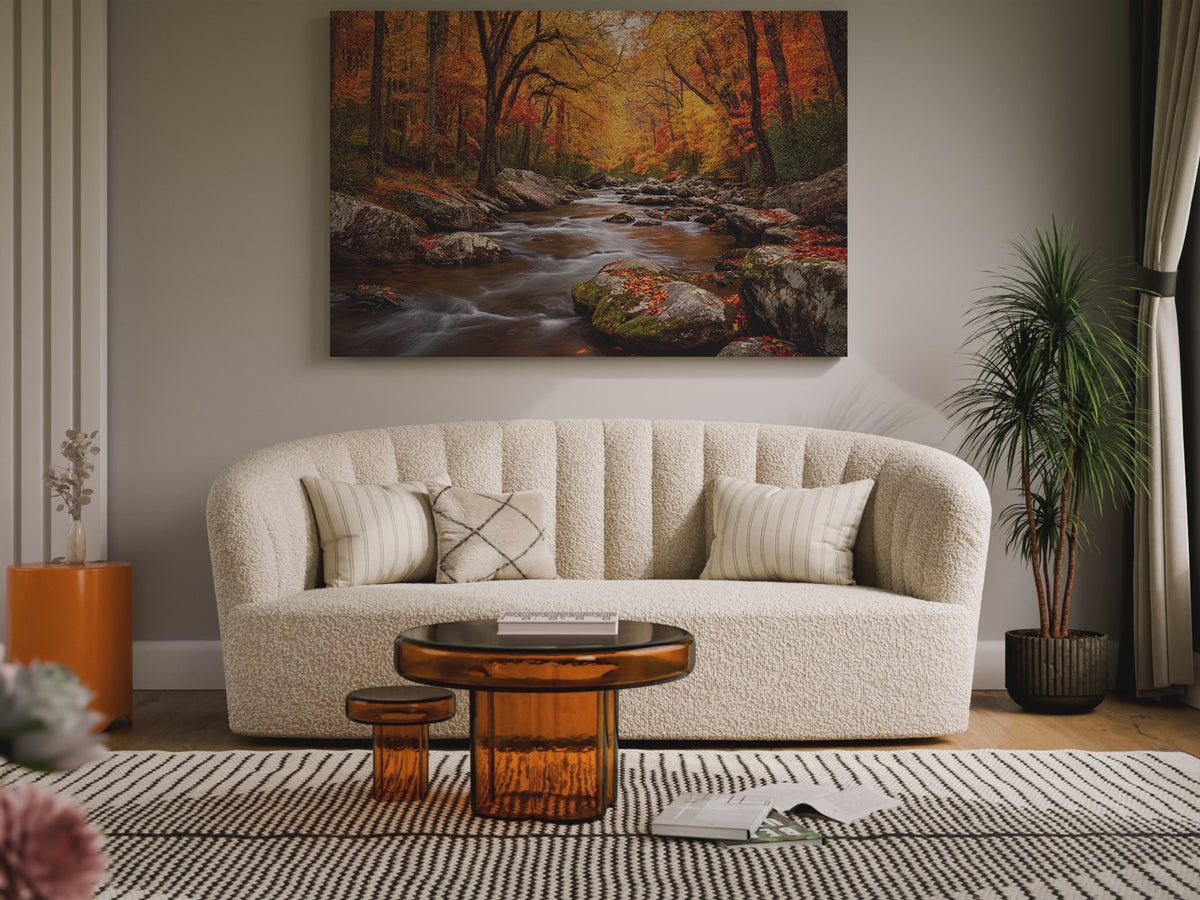 Autumn Forest Stream Canvas Wall Art – short video of the print