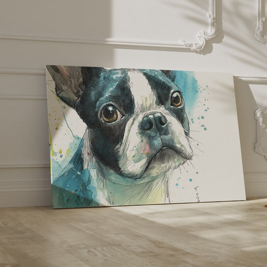 Boston Terrier Watercolor Canvas Art – short video of the print