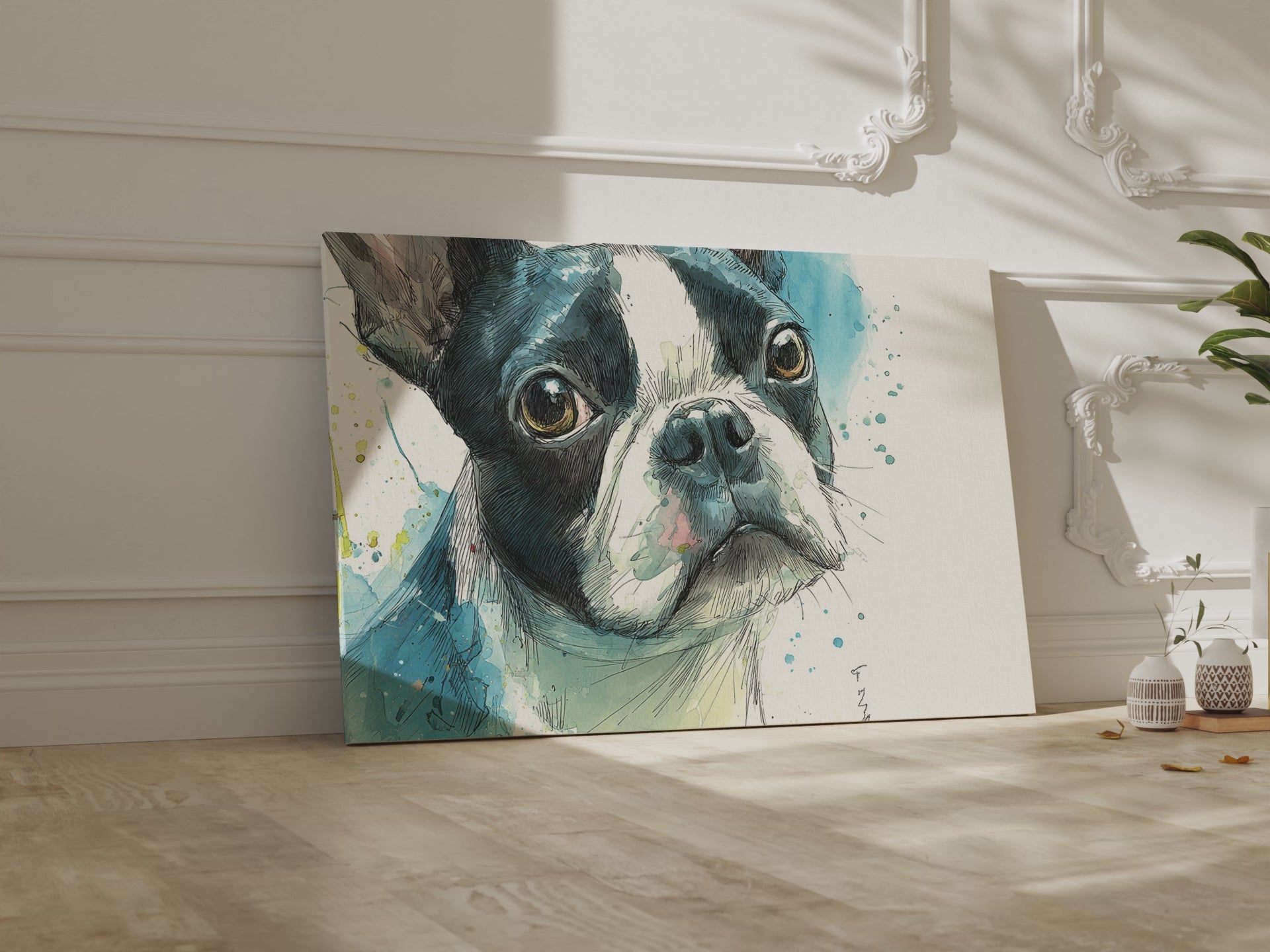 Boston Terrier Watercolor Canvas Art – short video of the print