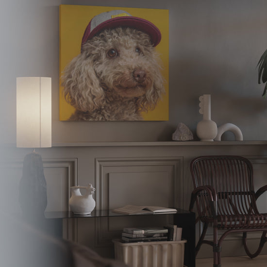 Poodle Baseball Cap Canvas Print – short video of the print
