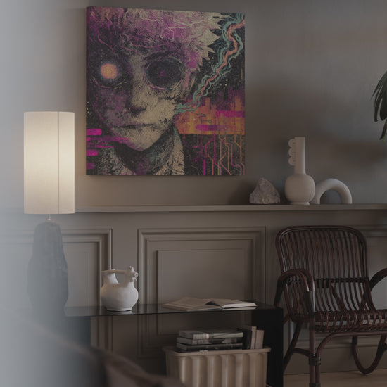 Surreal Cyberpunk Face Canvas Wall Art – short video of the print
