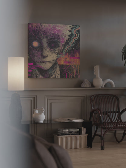Surreal Cyberpunk Face Canvas Wall Art – short video of the print