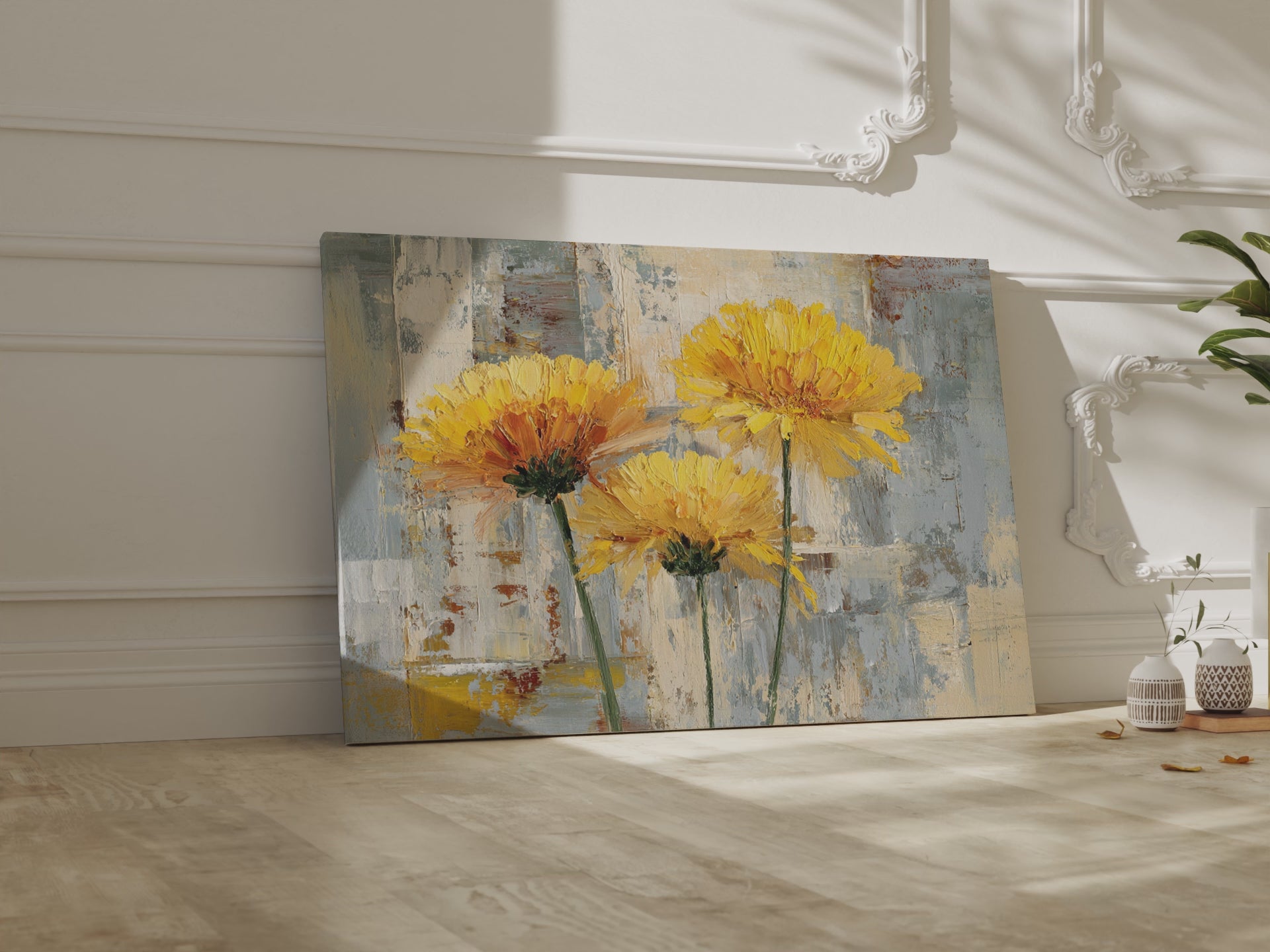 Abstract Yellow Flower Canvas Art – short video of the print