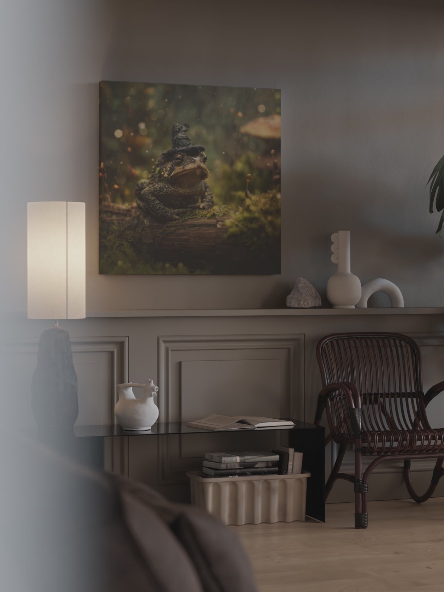 Grumpy Toad Witch Hat Canvas Print – short video of the print