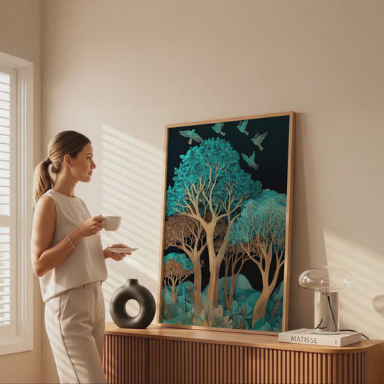 Turquoise Paper Cut Art Canvas Print – short video of the print