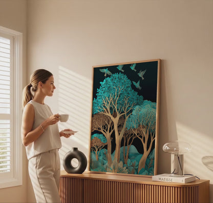 Turquoise Paper Cut Art Canvas Print – short video of the print