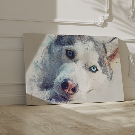 Siberian Husky Watercolor Canvas Print – short video of the print