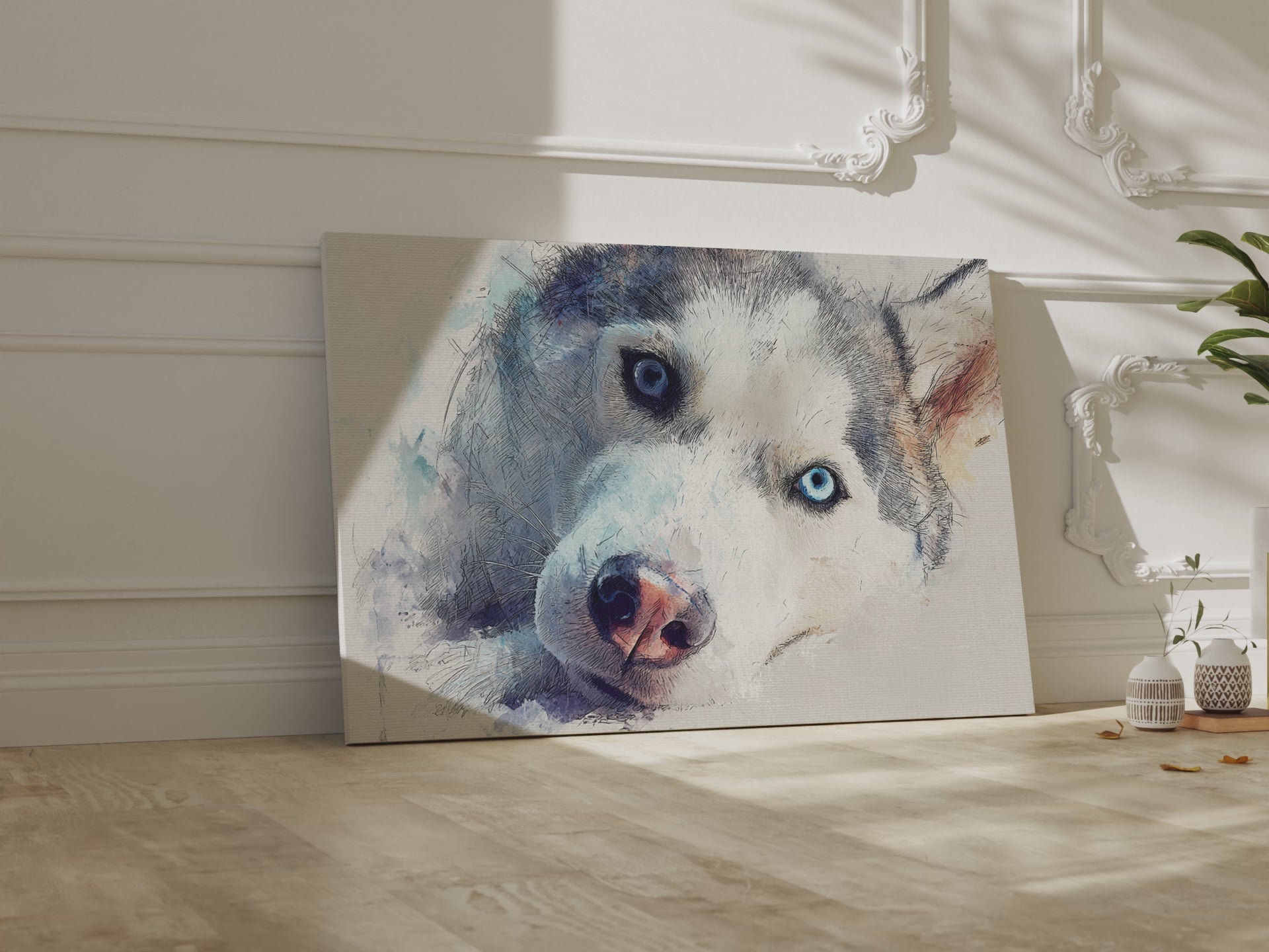Siberian Husky Watercolor Canvas Print – short video of the print