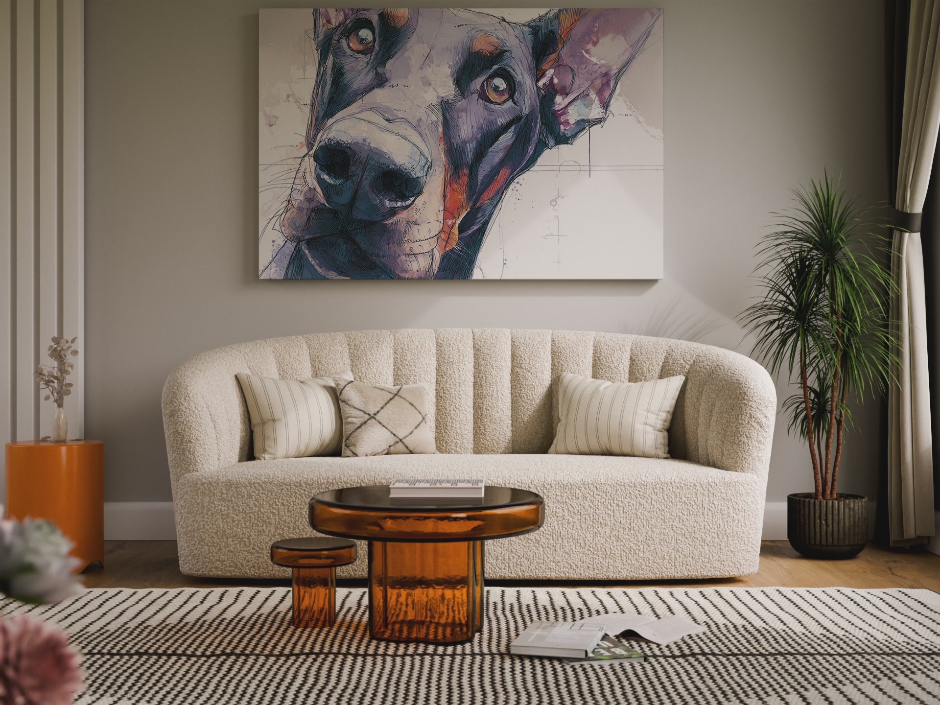Dobermann Dog Portrait Canvas Art – short video of the print
