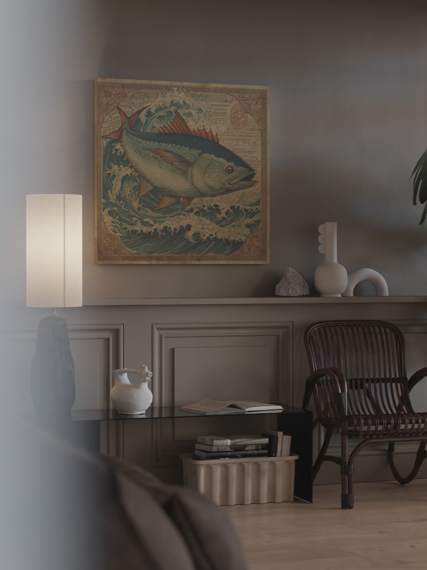 Vintage Tuna Ocean Wall Art – short video of the print