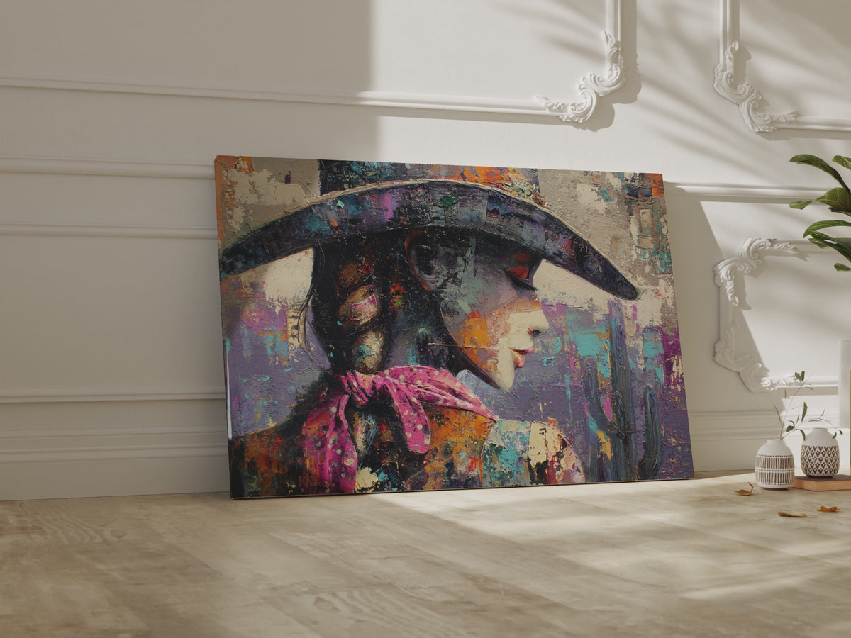 Abstract Western Cowgirl Canvas Print – short video of the print