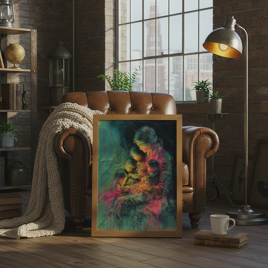 Mother &amp; Children Abstract Canvas Art – short video of the print
