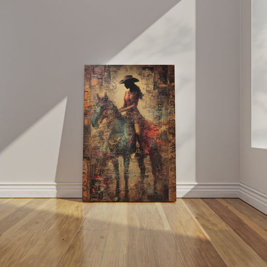 Western Cowgirl Abstract Canvas Wall Art – short video of the print