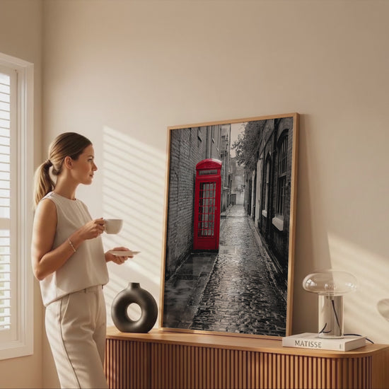 Red Phone Booth London Street Art Canvas Print – short video of the print