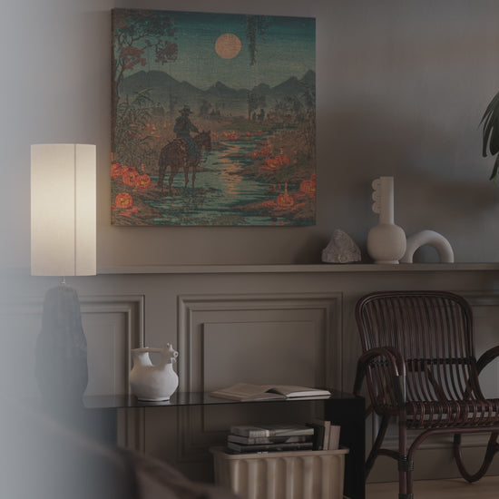 Cowboy Horse River Crossing Japanese Woodblock Print Wall Art – short video of the print